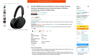 Auriculares Sony WH-1000XM5 por solo 297,50€