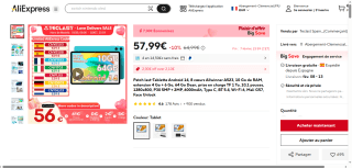 Tablette 10,1" Teclast P30 - RAM 4 Go, 64 Go à 57,99€