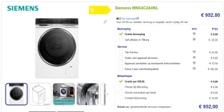 Siemens WN54C2A0NL - IQ700 - Was-droogcombinatie - 10.5/6 kg voor €952 bij Bterwitgoed.