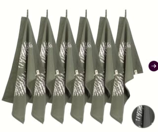 WALRA Theedoek Dry with Leaves Legergroen 6 stuks voor €19,95 bij iBOOD