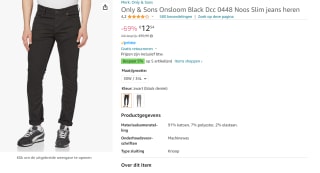Only & Sons Onsloom Slim heren jeans zwart voor €12,54 bij Amazon