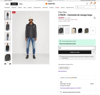 Camisetas Pier One 2 unidades de manga larga por 13,29€