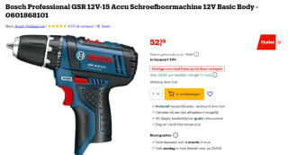 Bosch Professional GSR 12V-15 0601868101 Accu-schroefboormachine Body voor €52,38 bij Bol