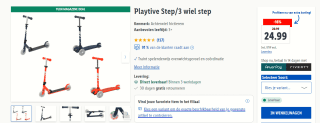 Playtive Step en 3-wiel step met LED wielen en frictierem voor €24,99 in de Lidl webshop