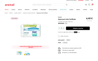 Dodot Aqua pure lote 3x48 unidades 1por solo 6,48€