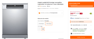 Origial Load&Chill Prestige Lavavajillas Capacidad 14 Cubiertos C Inox 3 Bandejas por 369€
