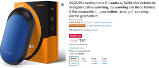 OCOOPA Elektrische Handwarmer voor €14,99 bij Amazon