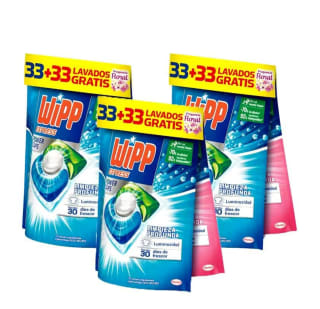 Detergente WIPP Express Power 198 cápsulas 33 + 33 floral por 26,69€