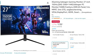 XGaming Curved Gaming Monitor 27 inch voor €170,81 met Amazon Prime