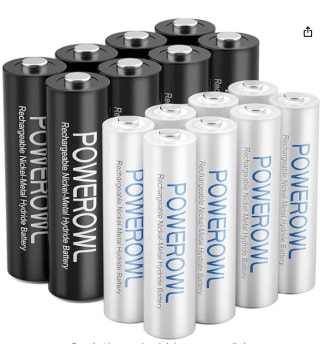 16 Pilas Recargables (8 Pilas Recargables AA 2800mAh y 8 Pilas Recargable AAA 1000mAh) por solo 15,99€