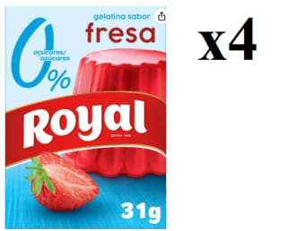 4 Unidades de ROYAL Gelatina en polvo sabor fresa 0 % ROYAL 31 g. por 6.27€