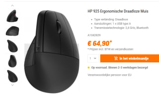 HP 925 - Verticale muis voor €64,90 bij NBB
