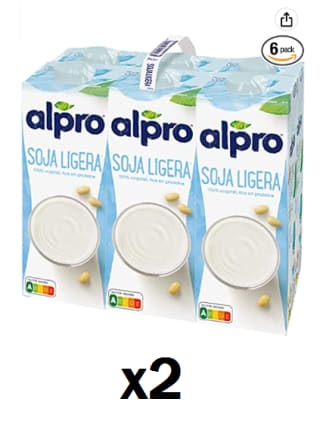 2 PACK 6x1L de ALPRO Bebida de Soja Ligera 100% Vegetal por 16.96€