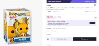 Figura Funko pop Pokemon - Raichu - Figura Coleccionable Oficial por 7,37€