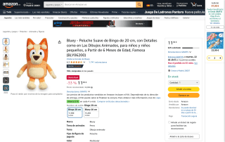 Peluche Bingo Bluey suave 20 cm por 11,99€