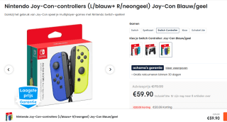 Nintendo Switch Joy-Con Controllers Paar (blauw/geel) voor€49,90/ €59,90 bij Ochama