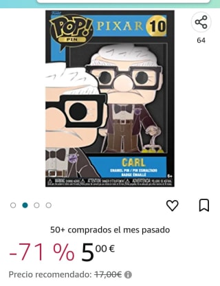 Loungefly Funko Large Pop! Enamel Pin - Carl Fredricksen - Disney Pixar: UP por 5€.