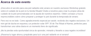 Productos Rituals Cosmetics gratis por asistir