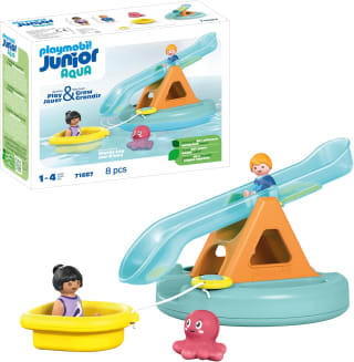 PLAYMOBIL Junior Aqua Zwemeiland met waterglijbaan voor €15,39 bij Amazon