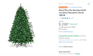 Árbol Pino de Navidad 1.80m por $298 | Descuento Mercado Libre