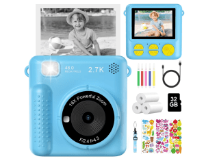 Cámara instantánea marca DDULEOG impresión térmica 1080PHD. SD 32gb+accesorios para colorear fotos+ 3 rollos papel fotográfico por solo 23,99€