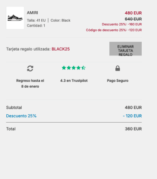 Código 25% Descuento Black Friday compras mínima 50€ en Miinto