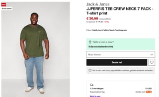 7 pack Jack & Jones grote maten heren shirts voor €36,99 bij Zalando