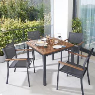 Conjunto de terraza NATERIAL Oris de madera/aluminio gris para 4 comensales por 299€