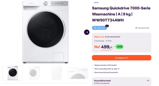 Samsung Quickdrive 7000-Serie Wasmachine WW90T734AWH voor €499 bij iBOOD