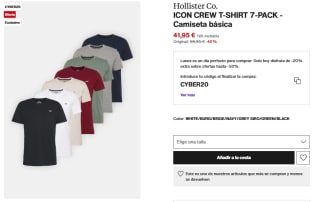 Pack 7 camisetas Hollister Co.Icon Crew por 33,56€