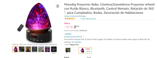 Proyector Infanti con Ruido Blanco, Bluetooth, Control Remoto, Rotación de 360 por 9,99€