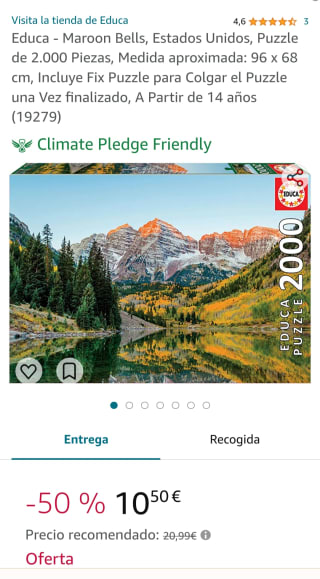 Puzle marca Educa de 2000 piezas Maroon Bells por sólo 10,50€