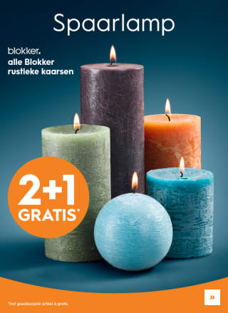 Alle rustieke Blokker kaarsen 2+1 gratis