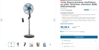 Ventilateur sur pied Rowenta Turbo Silence Extrême (VU5670F2) à 99,99€