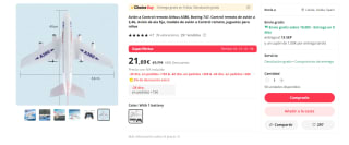 Avión a Control remoto Airbus A380, Boeing 747,2,4G por 19,82€