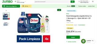 Pack Detergente Líquido Drive + Recarga 3 L + Quix + Cif por $16.874