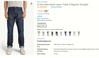 G-Star Raw heren jeans Triple A Regular Straight voor €28,47 bij Amazon