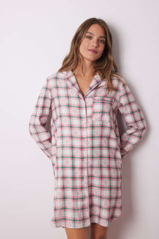 Camisón camisero corto de cuadros Smiley para Mujer por 13.99€