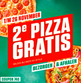 2e pizza gratis bij New York Pizza