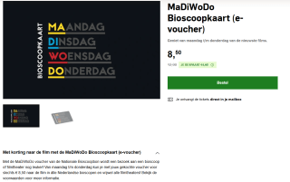MaDiWoDo Bioscoopkaart (e-voucher) voor €8,50 bij AD Shop