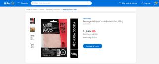 Pechuga de pavo cocida La Crianza Protein Plus de 180 gramos por $1.990