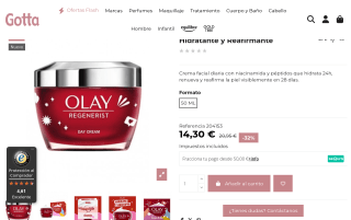 Olay crema facial de día hidratante reafirmante Regenerist 50 ml por 14,30€