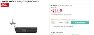 CHERRY Rollermouse - Muis voor €203,31 bij Reichelt