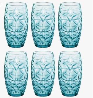Oriente Set 6 Vasos Altos Vidrio 47cl Azul por 10,12€ (cuenta nueva por 6,07€)