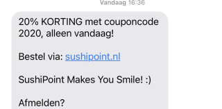 20% korting op shusi vandaag