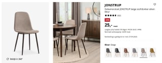 Eetkamerstoel JONSTRUP beige voor €25 bij Jysk