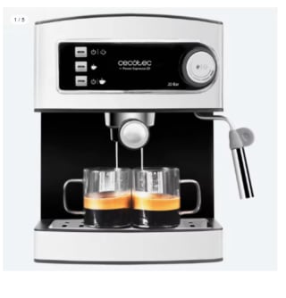 Cafetera Cecotec Power Espresso 20 - 850W, 20 Bares, 1.5L, Calientazas, Vaporizados int. por 51.21€ (Cuenta Nueva 39.21€)