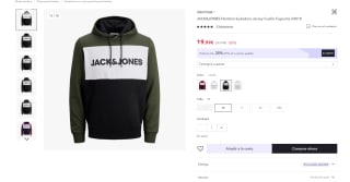 sudadera con capucha de la marca Jack and Jones 2 colores a elegir por 15,99€