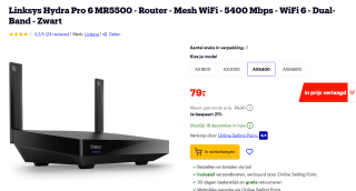 Linksys Hydra Pro 6 MR5500 - Router - Mesh WiFi voor €79 bij Bol