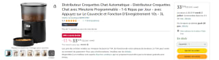 Distributeur Croquettes pour Chat Automatique à 33,32€
